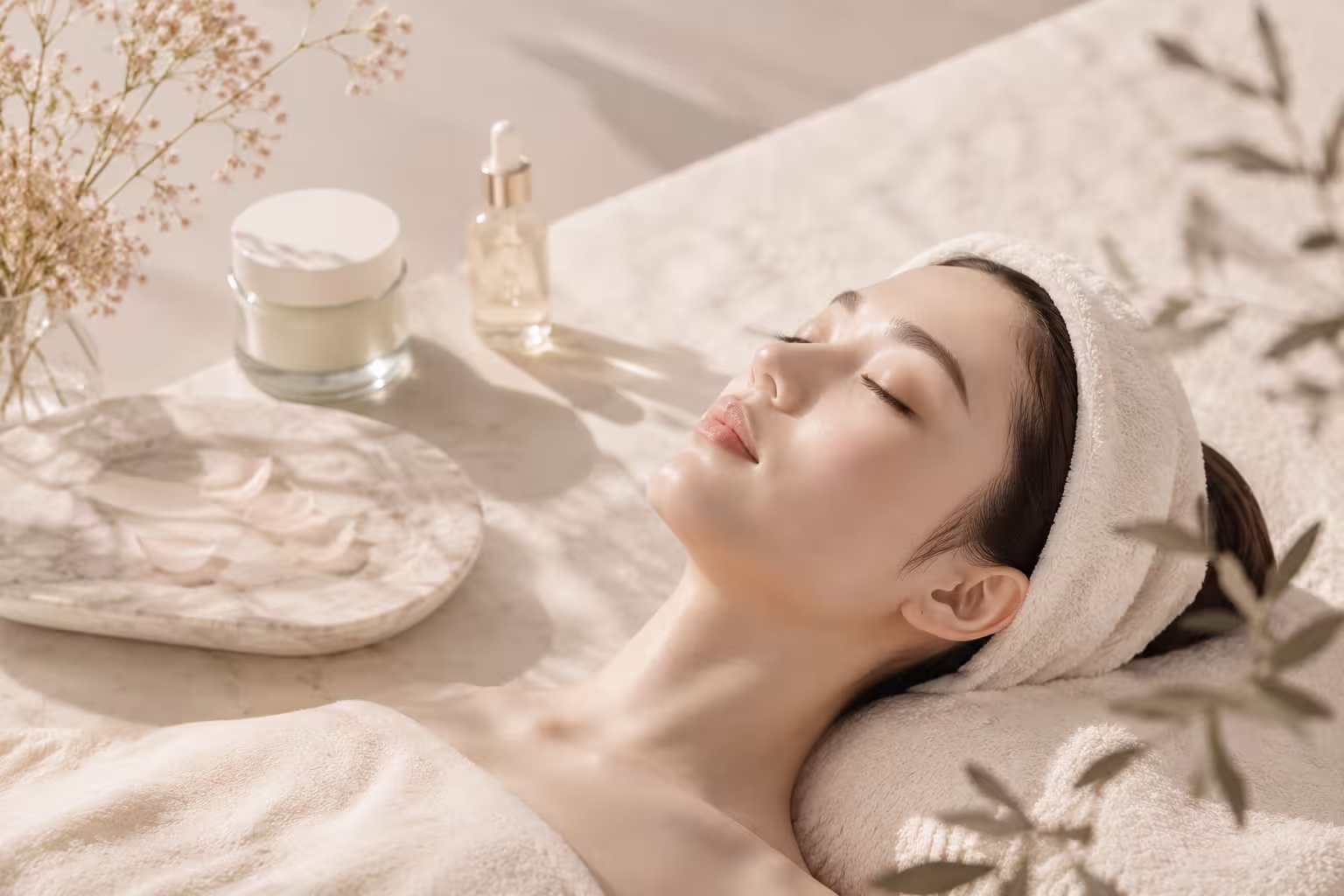 Korean skincare products and facial care textures